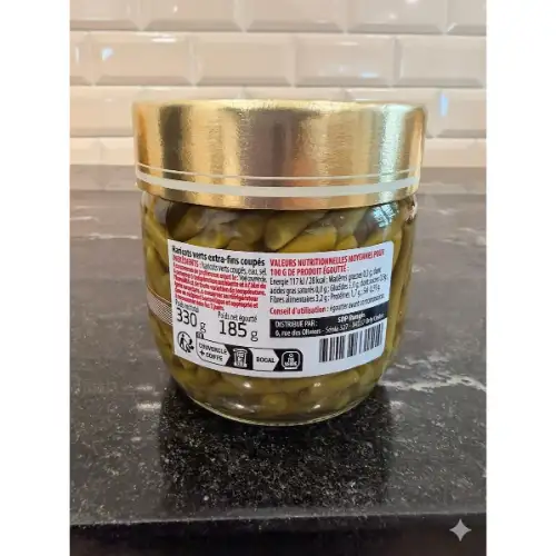 Petit bocal de haricots verts extra-fins coupés