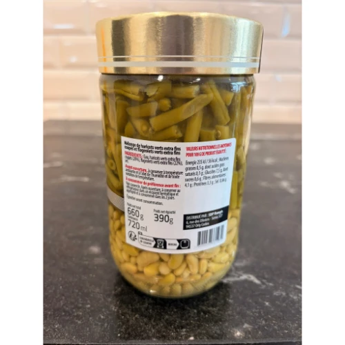 Grand bocal de haricots verts de flageolets extra-fins