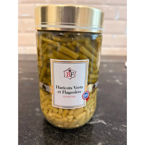 Grand bocal de haricots verts de flageolets extra-fins