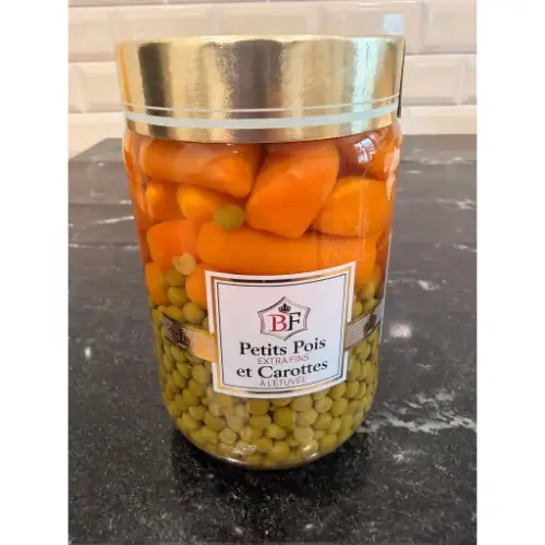 Grand bocal de petits pois extra-fins et carottes à l'étuvée